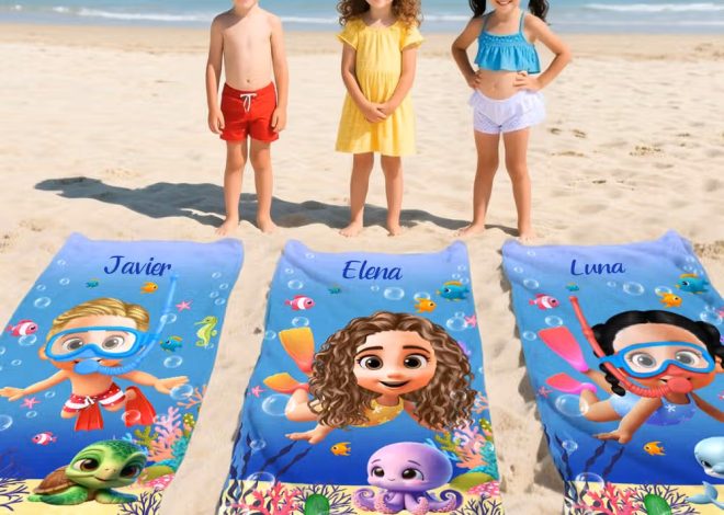 Toalla de Playa Personalizada con Nombre y Dibujos 3D: El Regalo Estrella para Niños en Verano