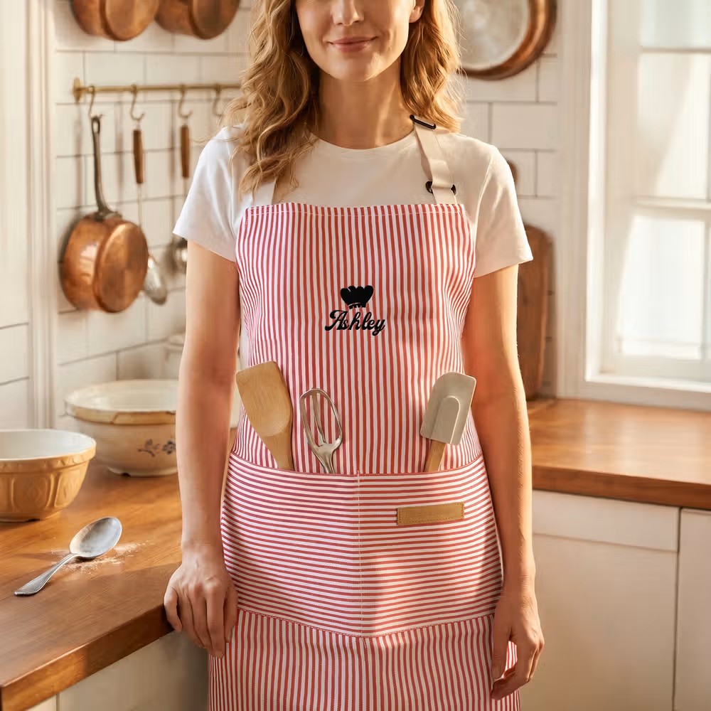 Sabor y estilo en los fogones: El delantal de cocina bordado que transforma cada receta