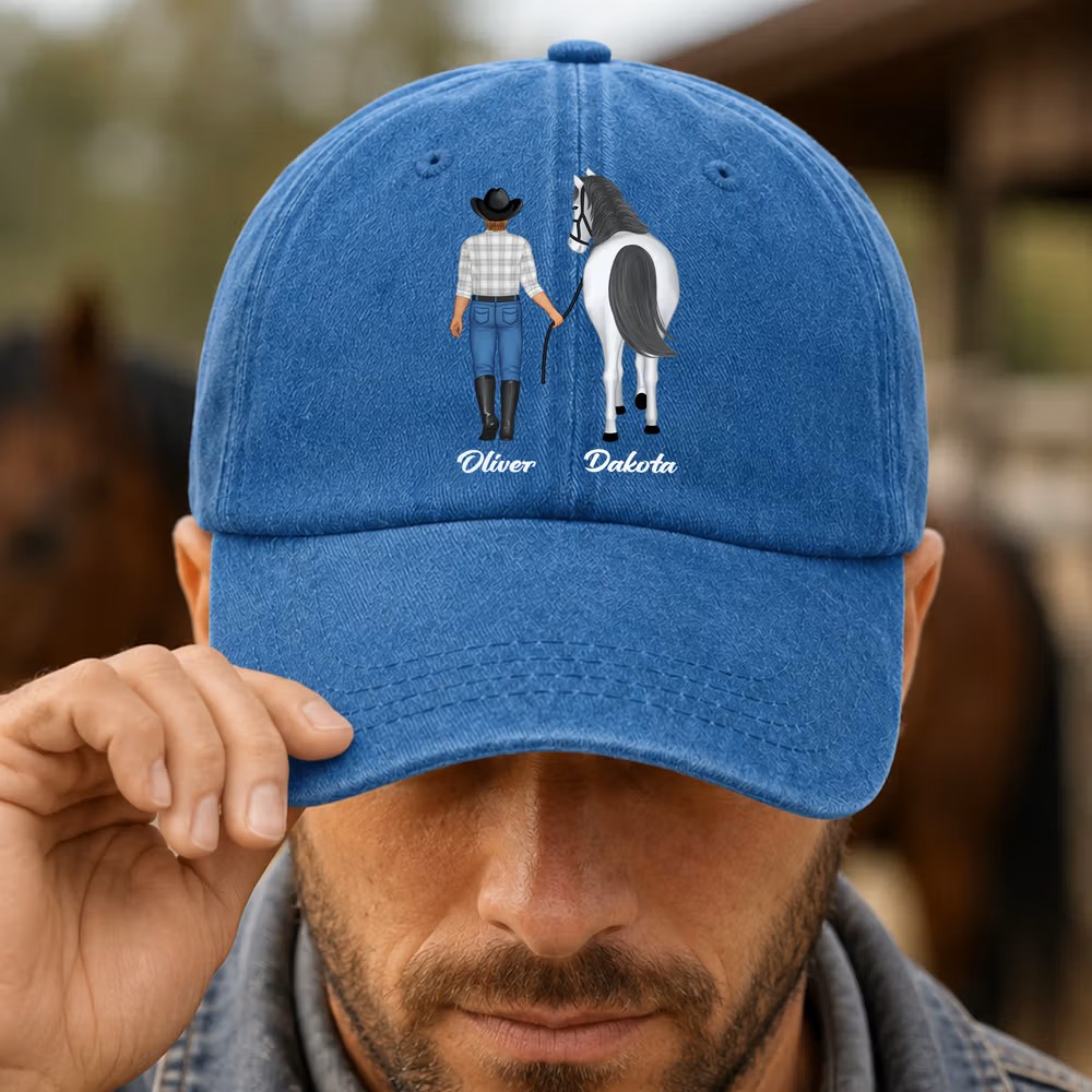 Pasión ecuestre, protección y estilo vintage: Gorra de béisbol personalizada para amantes de los caballos