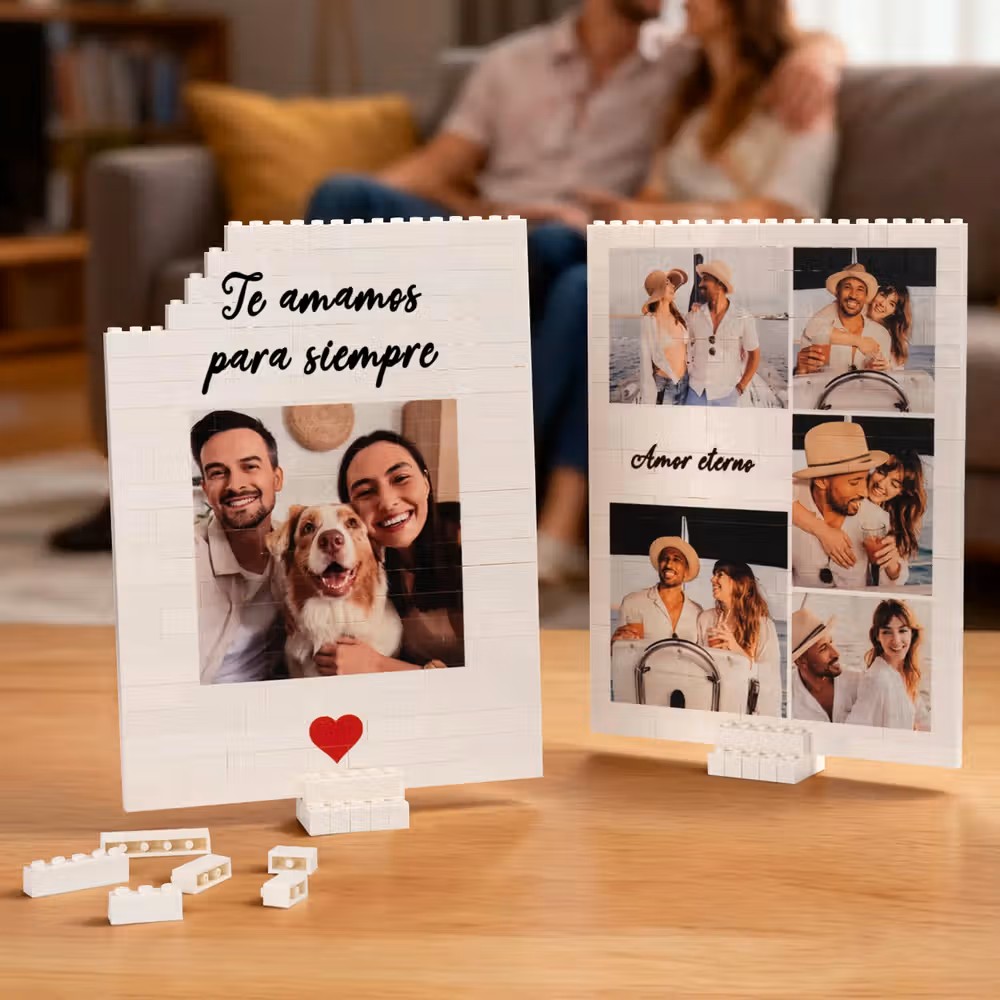 Construyendo recuerdos imborrables: El rompecabezas personalizado de bloques tipo construcción con fotos y texto