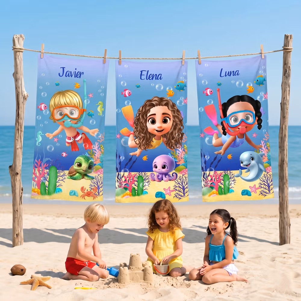 Aventuras bajo el sol: La toalla personalizada que amarán tus pequeños