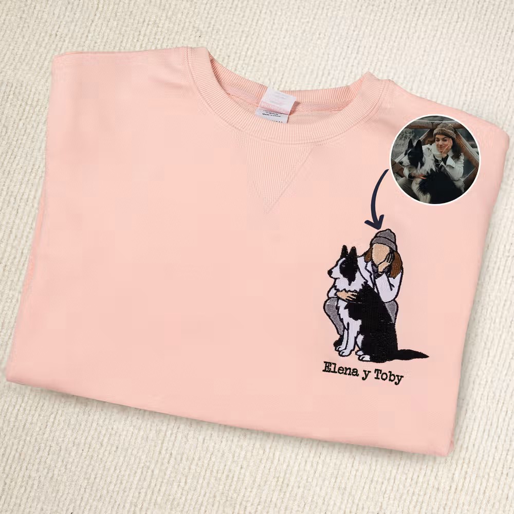 Moda, emoción y lazo afectivo: Camiseta, sudadera o sudadera con capucha personalizada de algodón con foto bordada