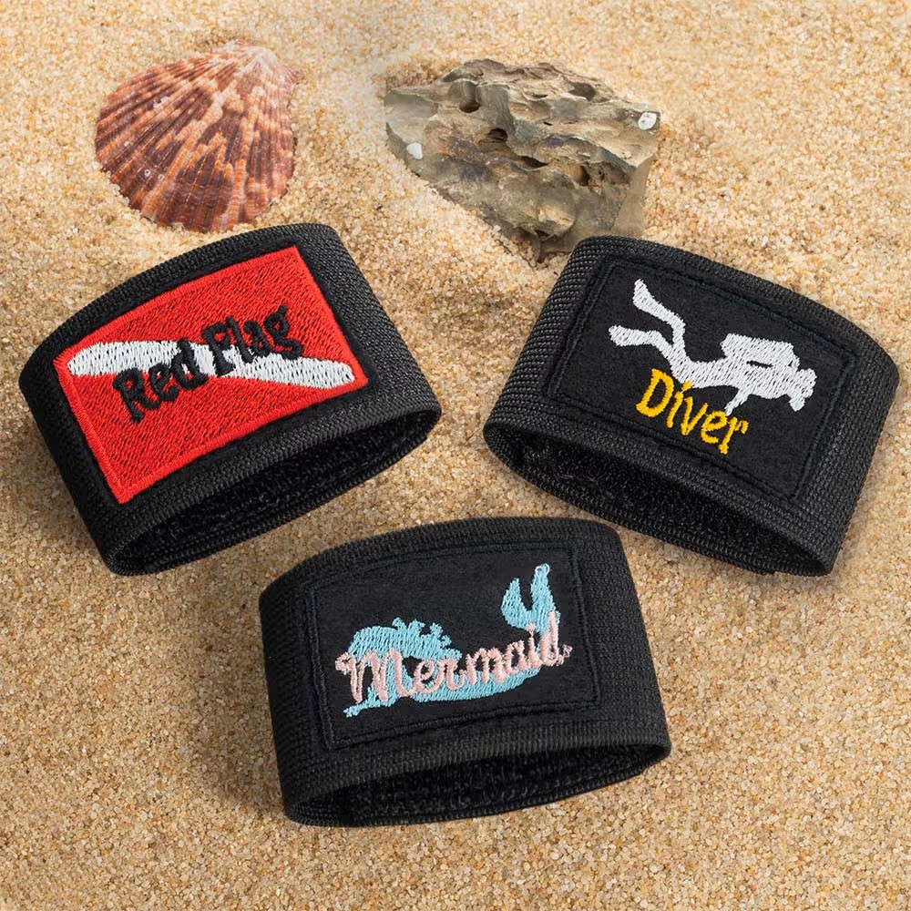 Identificación bajo el agua: Etiqueta bordada personalizada para chaleco BCD de buceo con diseño de tiburón
