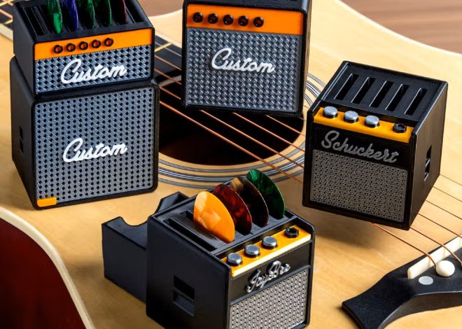 Innovación, orden y estética vintage: Caja de almacenamiento de púas con forma de amplificador retro impresa en 3D