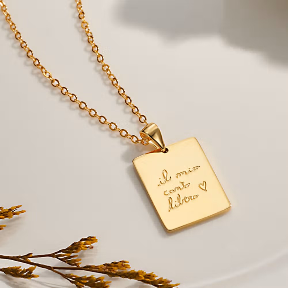 Recuerdos que perduran: Collar personalizado grabado con firma de mano real joya conmemorativa