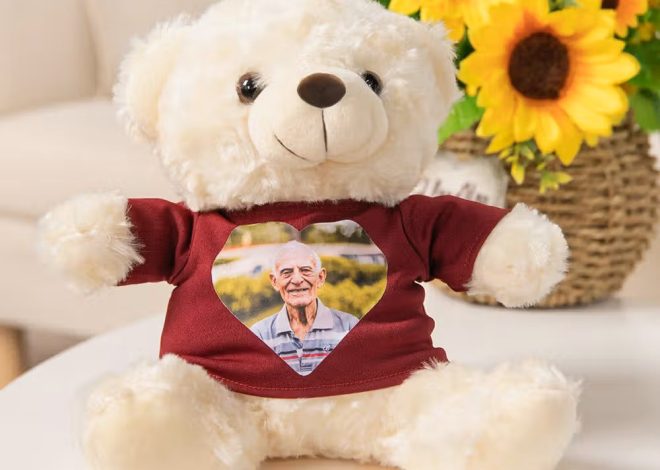 Oso de peluche de memoria personalizado con foto en corazón: Un regalo emotivo y conmemorativo para la familia