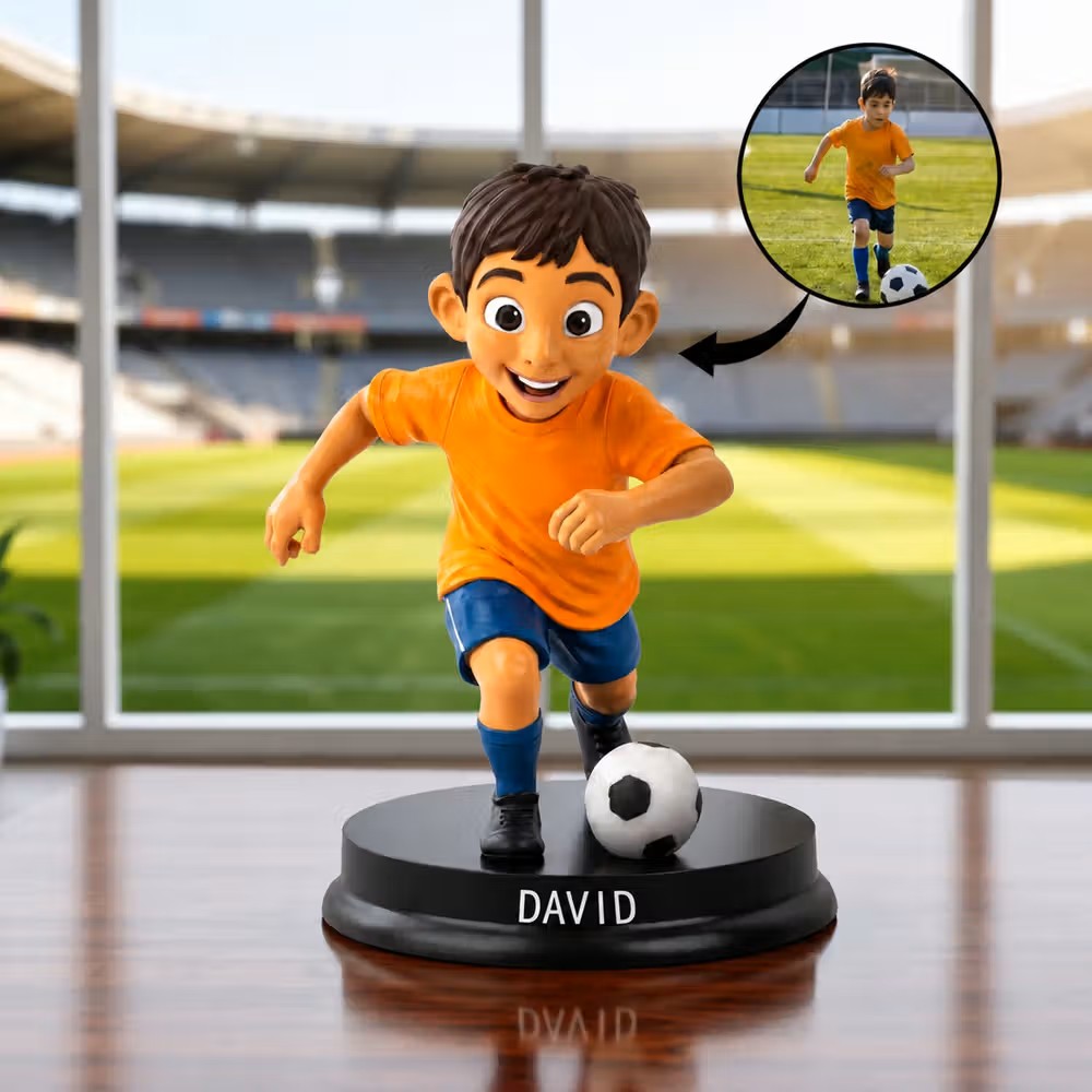 Figura 3D personalizada de futbolista con foto y nombre: El adorno perfecto para amantes del fútbol