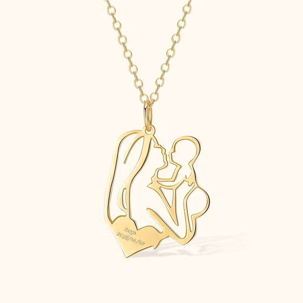 Collar personalizado mamá y bebé con colgante de abrazo: El regalo más emotivo para una nueva mamá