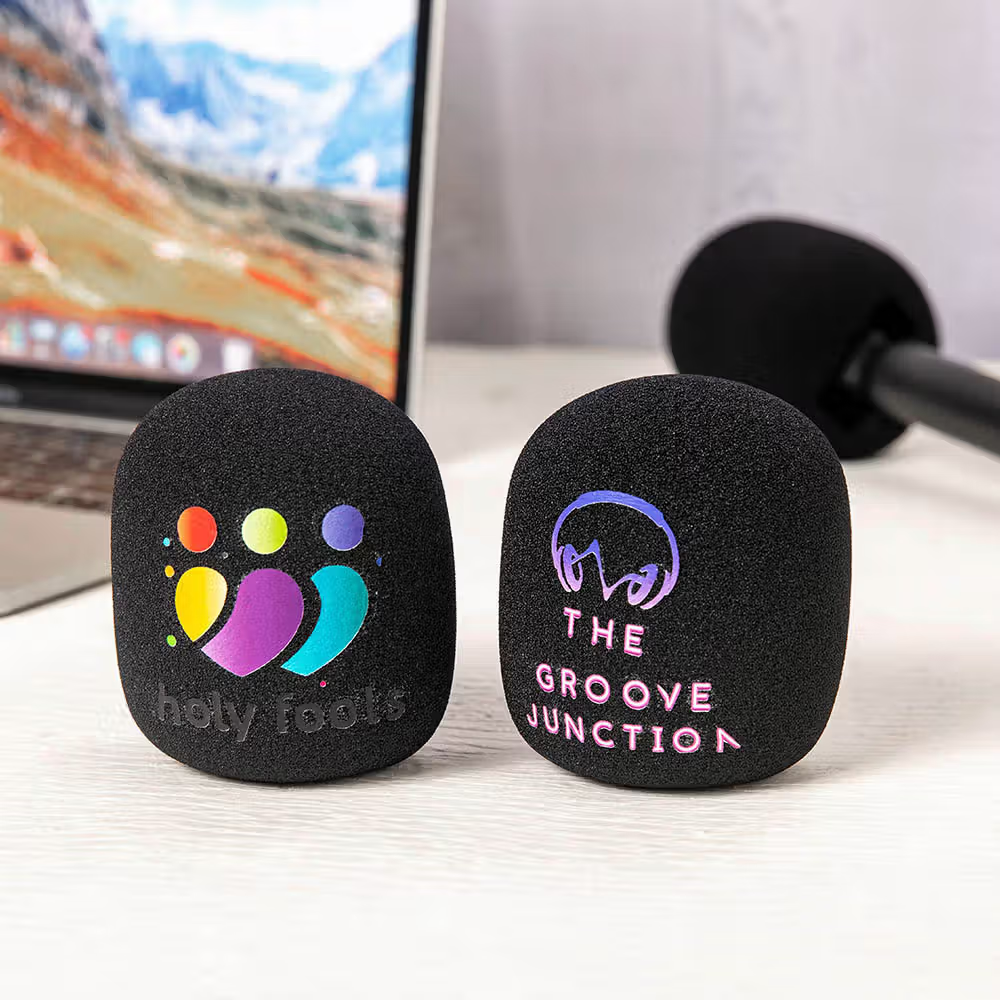 Profesionalismo y marca personal en cada emisión: La funda de espuma para micrófono personalizada con foto o logo en set de 2 unidades