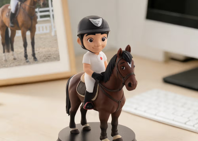 Un recuerdo inolvidable sobre el lomo de tu pasión: La figura 3D personalizada con foto montando a caballo y nombre para decoración de escritorio