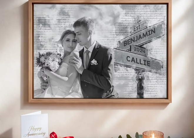 Elegancia atemporal en el hogar: El lienzo en blanco y negro personalizado para parejas