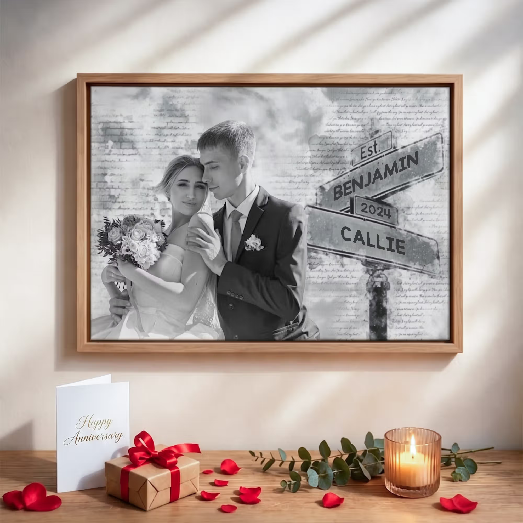 Elegancia atemporal en el hogar: El lienzo en blanco y negro personalizado para parejas