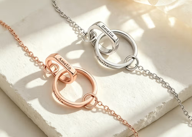 Dos vidas entrelazadas para siempre: La elegancia atemporal del collar de círculos conectados